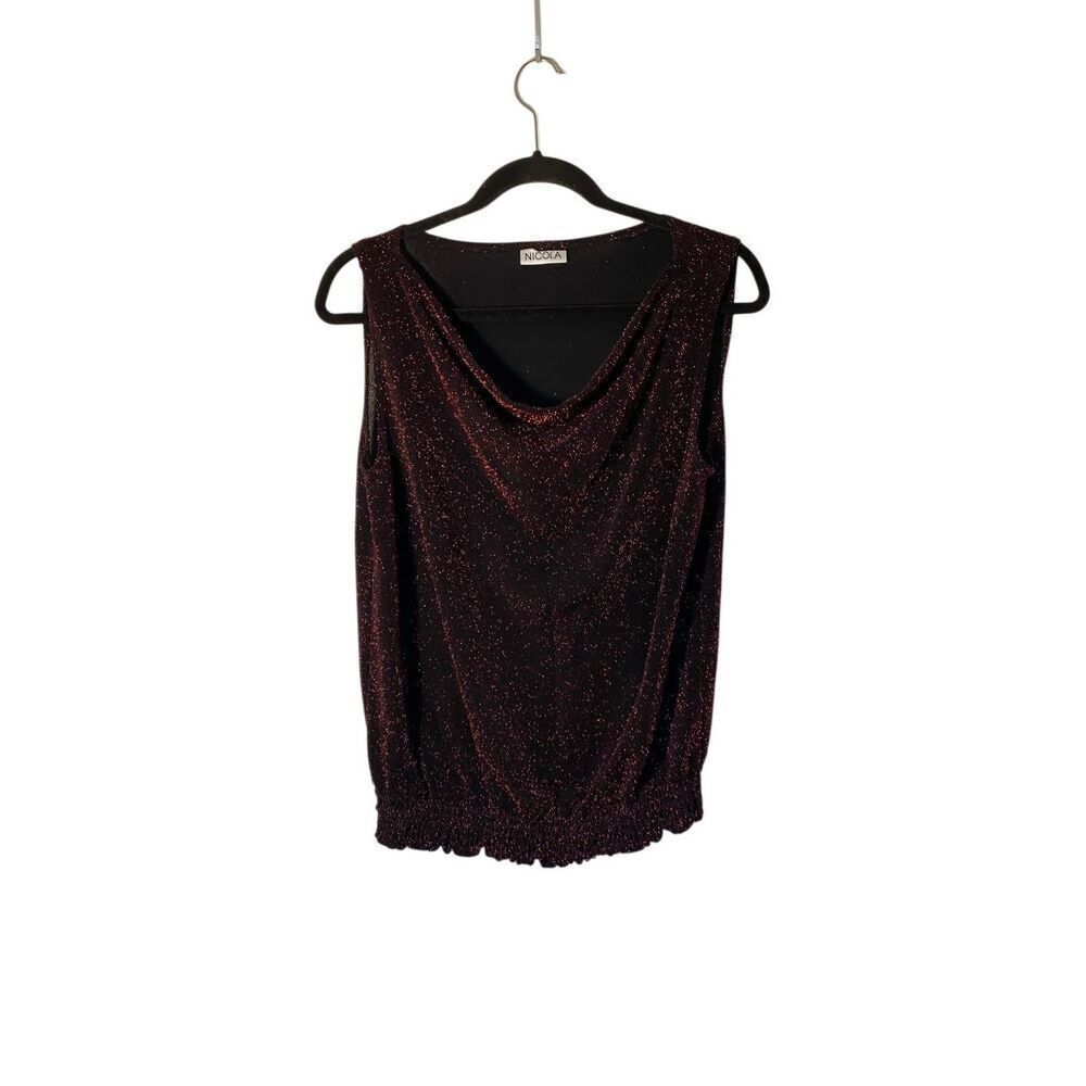 VTG Nicola drape neck, red sparkly top whimsigoth Gothic date night M